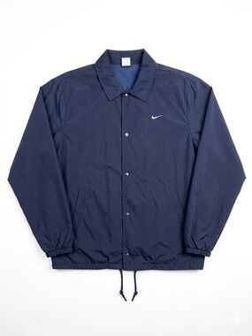 Nike Navy Coach Windbreaker Jacket with White Swoosh